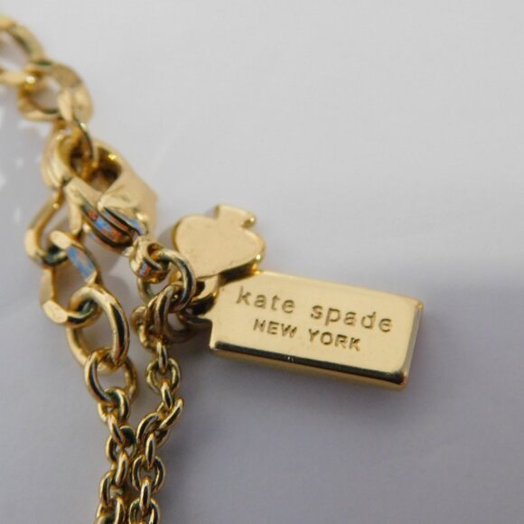 Kate Spade Moon River Green Enamel Bow Gold Tone Adjustable necklace - Picture 2 of 5